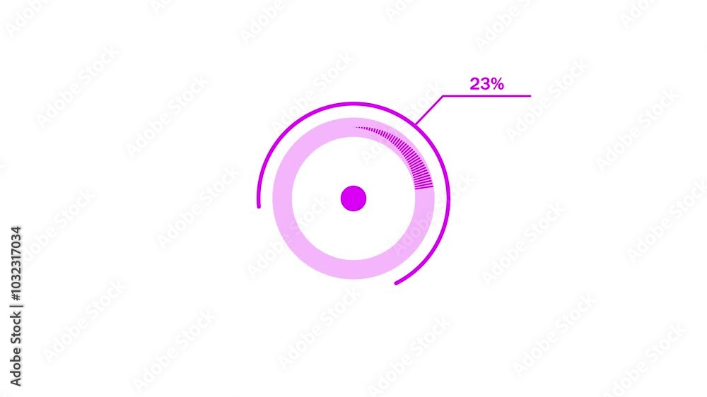 loading icon animation magenta red color 32% circle. magenta red color storage pie chart on white background. loading icon animation magenta red color 32% circle. magenta red color storage pie chart on white background.