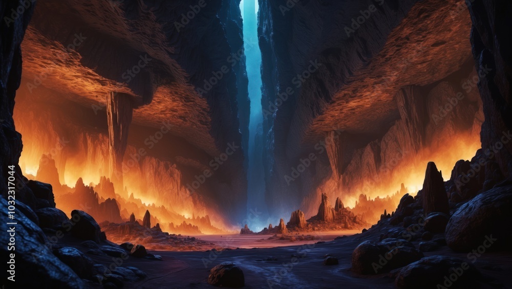 Fototapeta premium Game art beautiful gorge in the cave