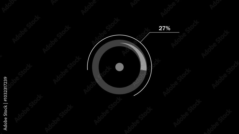loading icon animation white color 38% circle. white color storage pie chart on black background. loading icon animation white color 38% circle. white color storage pie chart on black background.