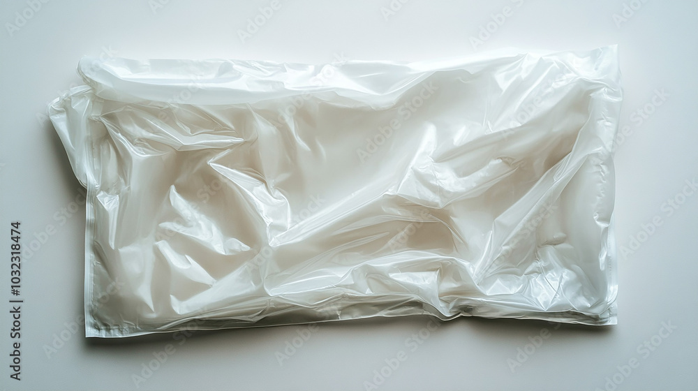 A close-up of the transparent plastic wrap material, with clear textures and a glossy surface. The background is white to highlight the texture of each layer of the wrapping film. A close-up of the transparent plastic wrap material, with clear textures and a glossy surface. The background is white to highlight the texture of each layer of the wrapping film.