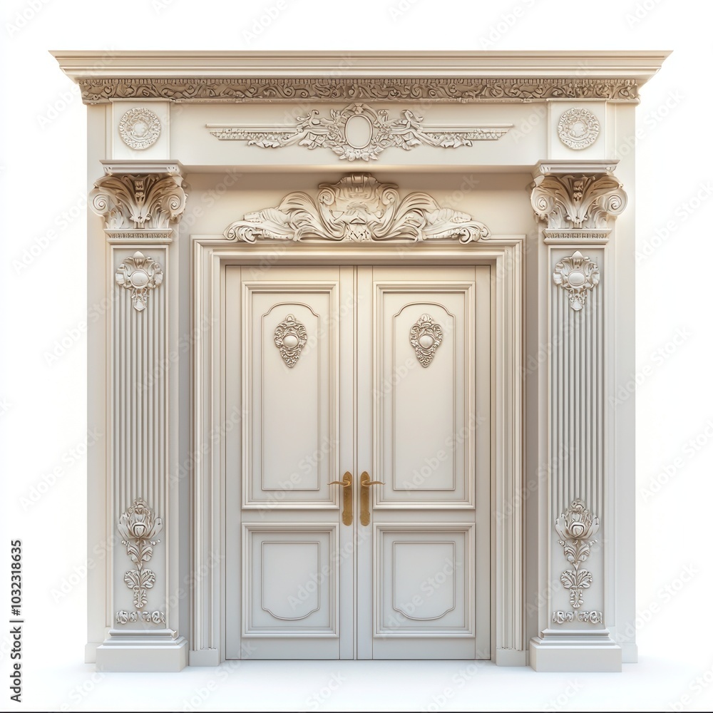 Refined Double Doors with Decorative Trim Refined Double Doors with Decorative Trim