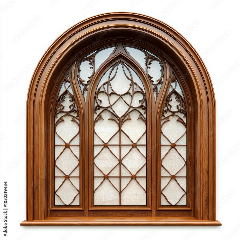 Refined Arched Window with Decorative Grilles Refined Arched Window with Decorative Grilles