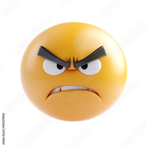 Angry emoji face,3d render,3D yellow angry emoji face,Angry smiley emoji face,angry face emoji in 3D illustration,A yellow smiley face with an angry expression set,emoji icon,Angry face emoji emoticon