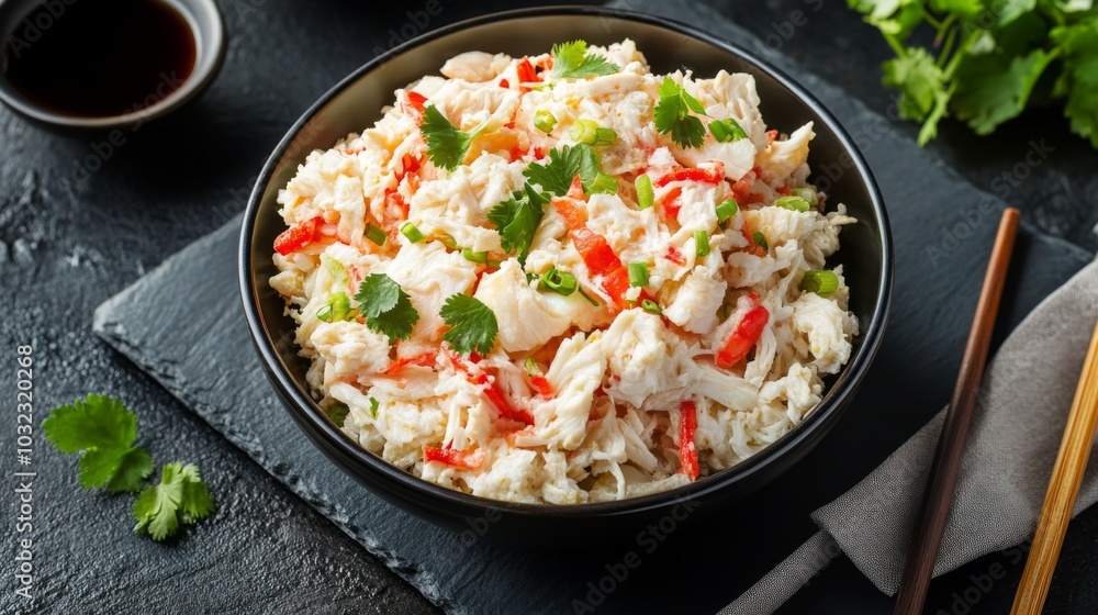 Fresh Crab Rice Bowl with Herbs and Spices Fresh Crab Rice Bowl with Herbs and Spices