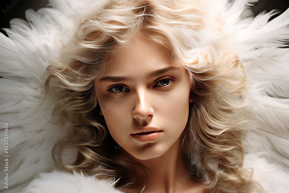 angel head feathers close upsoft downy feathers surrounding an a angel head feathers close upsoft downy feathers surrounding an a