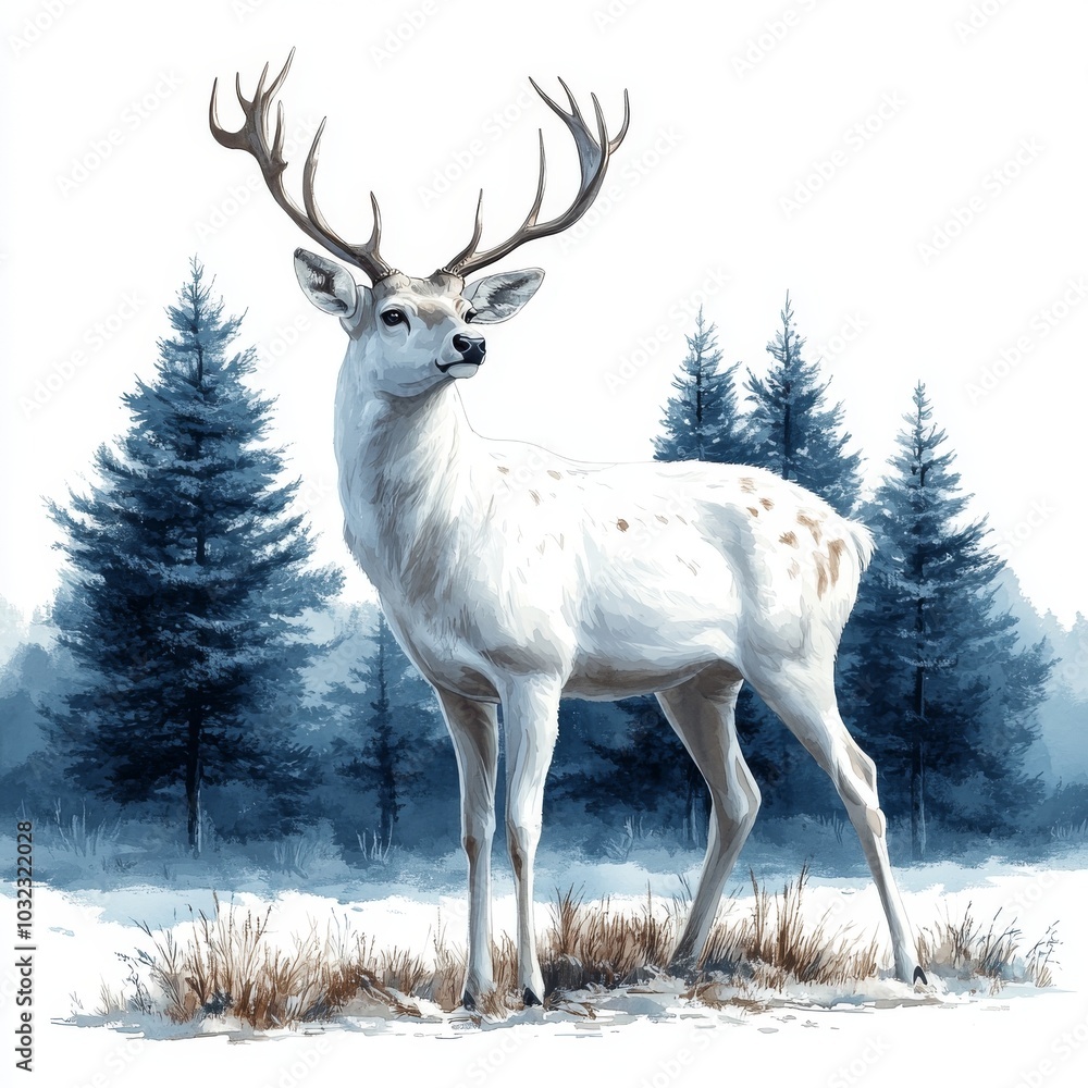 Obraz premium Christmas watercolor illustration. Ideal for holiday cards and invitations