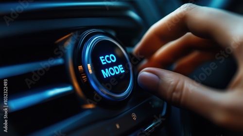 Button eco mode in car, save energy	
 photo