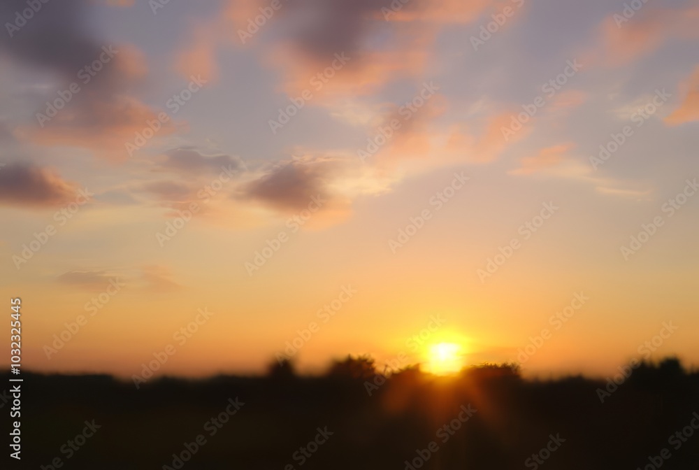 _ - Blurred effect of a summer sunset. ; _ - Blurred effect of a summer sunset. ;