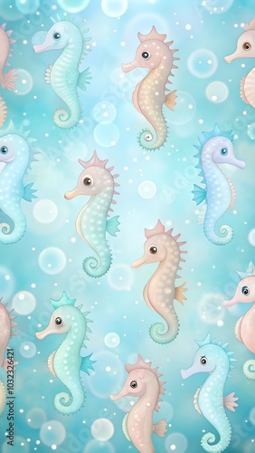 Seahorses in children's fabric design