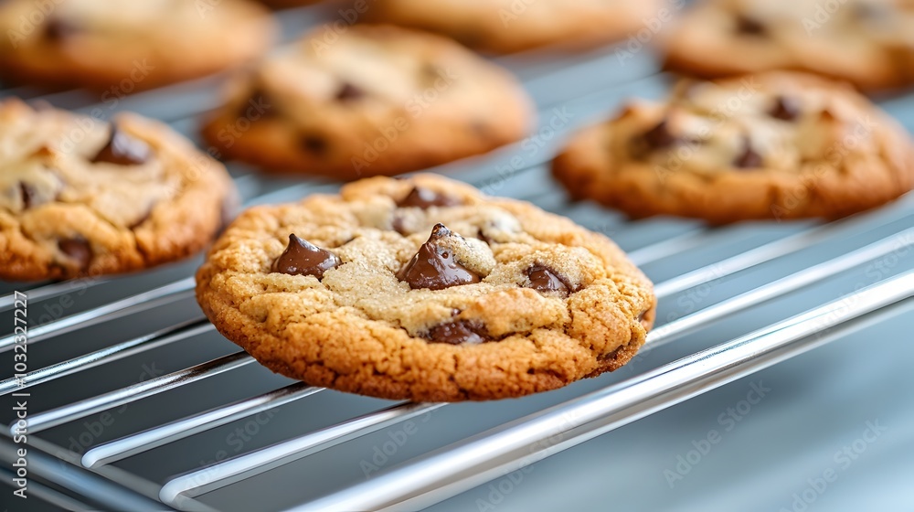 Freshly baked cookies cooling on a tray their golden brown surfaces and tantalizing aroma beckoning for a delightful indulgence Freshly baked cookies cooling on a tray their golden brown surfaces and tantalizing aroma beckoning for a delightful indulgence