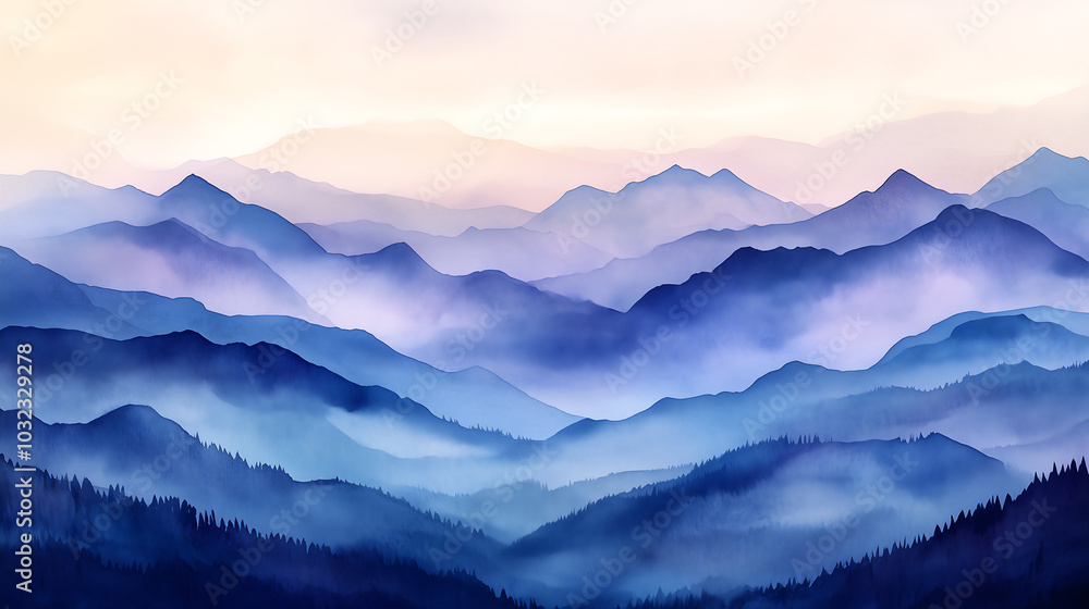 watercolor scene of a mountain watercolor scene of a mountain