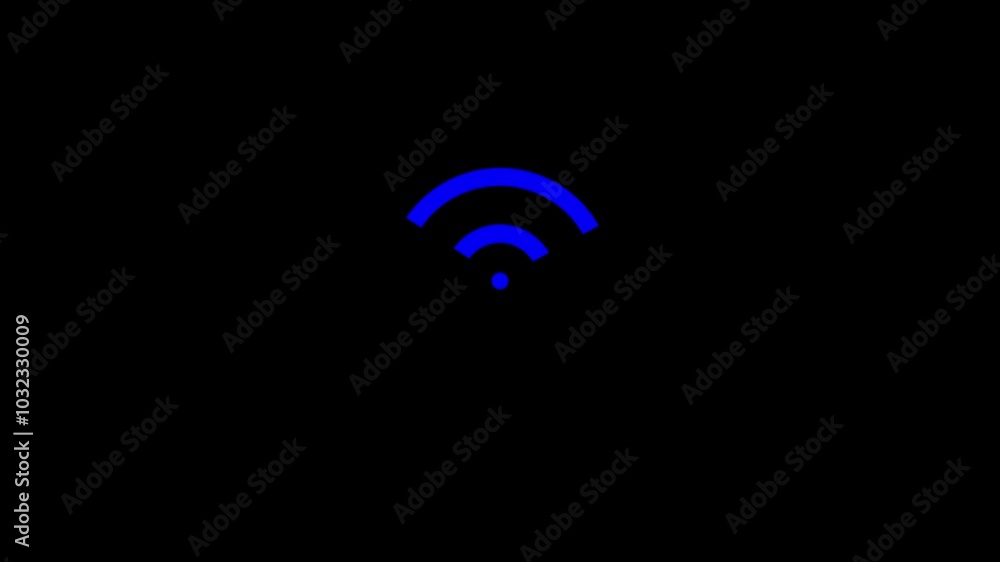 Wi-Fi wave signal icon animation on a black background. Wi-Fi wave signal icon animation on a black background.