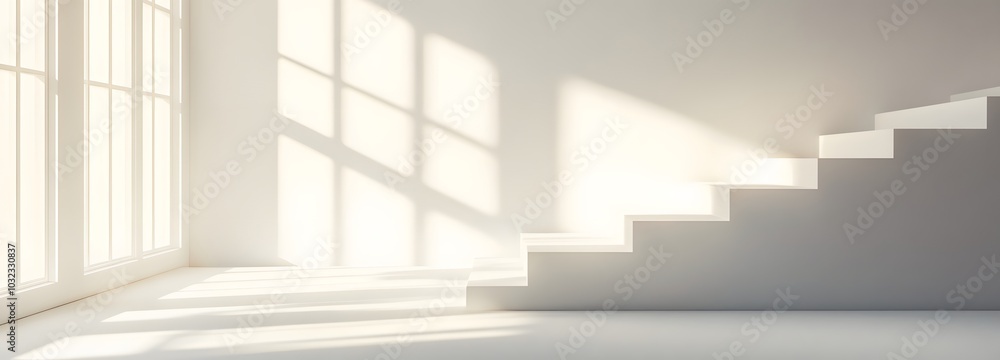 Fototapeta premium 75. A bright gallery space with soft shadows, perfect for product display