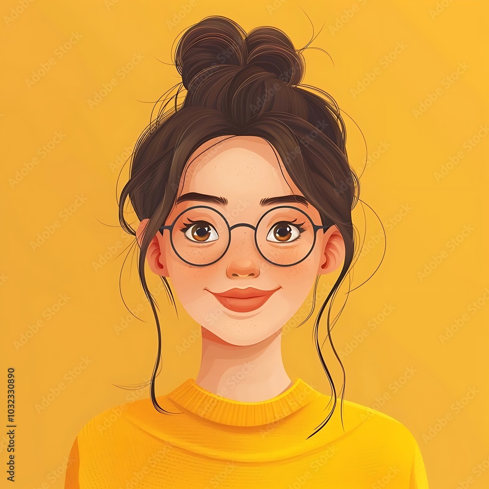 Smiling Avatar on Yellow Background Smiling Avatar on Yellow Background