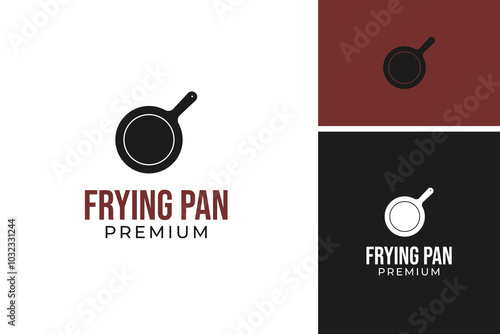 Cooking pot or frying pan logo design vector template illustration idea
