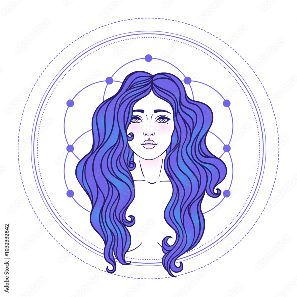 Beautiful woman with long hair and multiple hands sitting in lotus yoga position. Multi-armed goddess is Goddess Lakshmi, the Hindu goddess of wealth, fortune, and prosperity. Vector detailed isolated Beautiful woman with long hair and multiple hands sitting in lotus yoga position. Multi-armed goddess is Goddess Lakshmi, the Hindu goddess of wealth, fortune, and prosperity. Vector detailed isolated