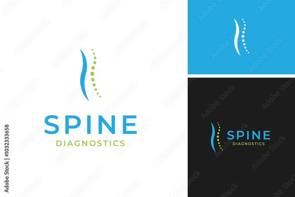 Fototapeta premium Spine diagnostics logo design vector template illustration idea