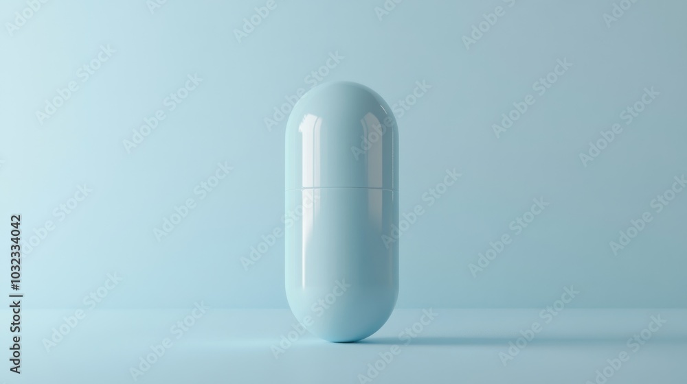 A minimalist blue capsule on a smooth surface, suggesting health or medication. A minimalist blue capsule on a smooth surface, suggesting health or medication.