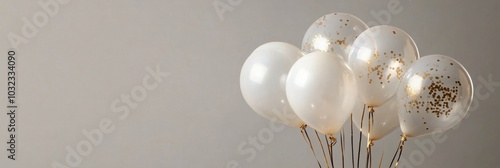 Wallpaper Mural Decorative white balloons with gold confetti create a festive atmosphere for a celebration Torontodigital.ca