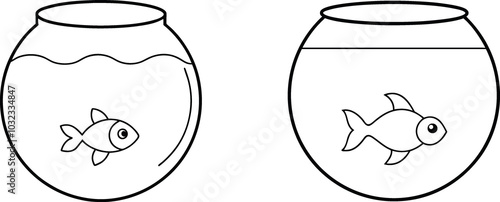 Foto Two Fishbowls, One With a Fish Inside