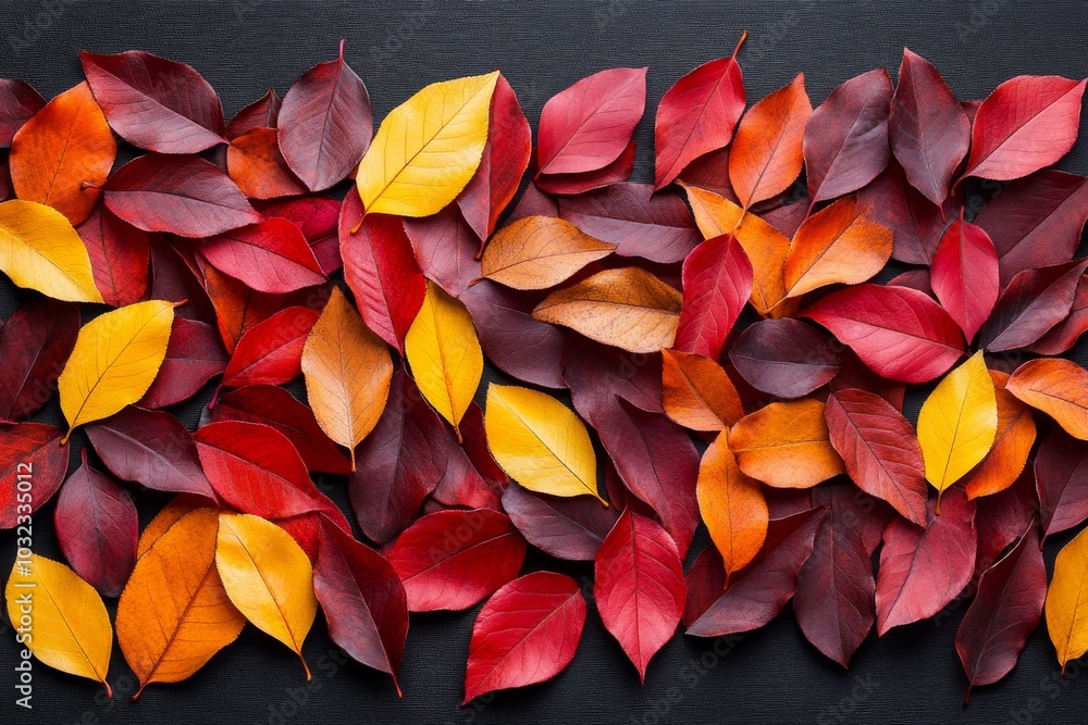 Abstract pattern of falling leaves, in shades of red, orange, and yellow Abstract pattern of falling leaves, in shades of red, orange, and yellow