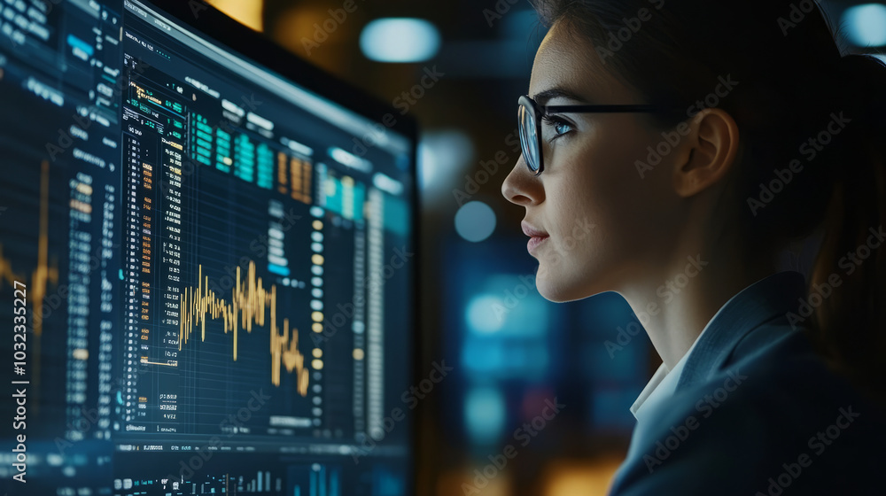 A data analyst interpreting complex data sets on a computer screen, with visualizations and charts prominently displayed A data analyst interpreting complex data sets on a computer screen, with visualizations and charts prominently displayed
