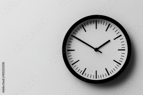 A minimalist black and white sign symbolizing daylight saving time, bold fonts with a modern clock