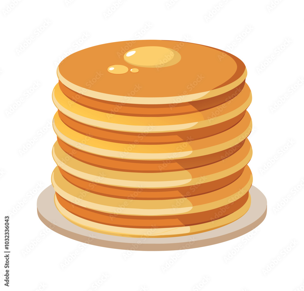 Stack of pancakes with syrup and berries on a plate Stack of pancakes with syrup and berries on a plate