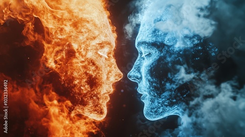 Exploring the dualities of life  the interplay between fire and ice, peace and war, joy and sorrow photo