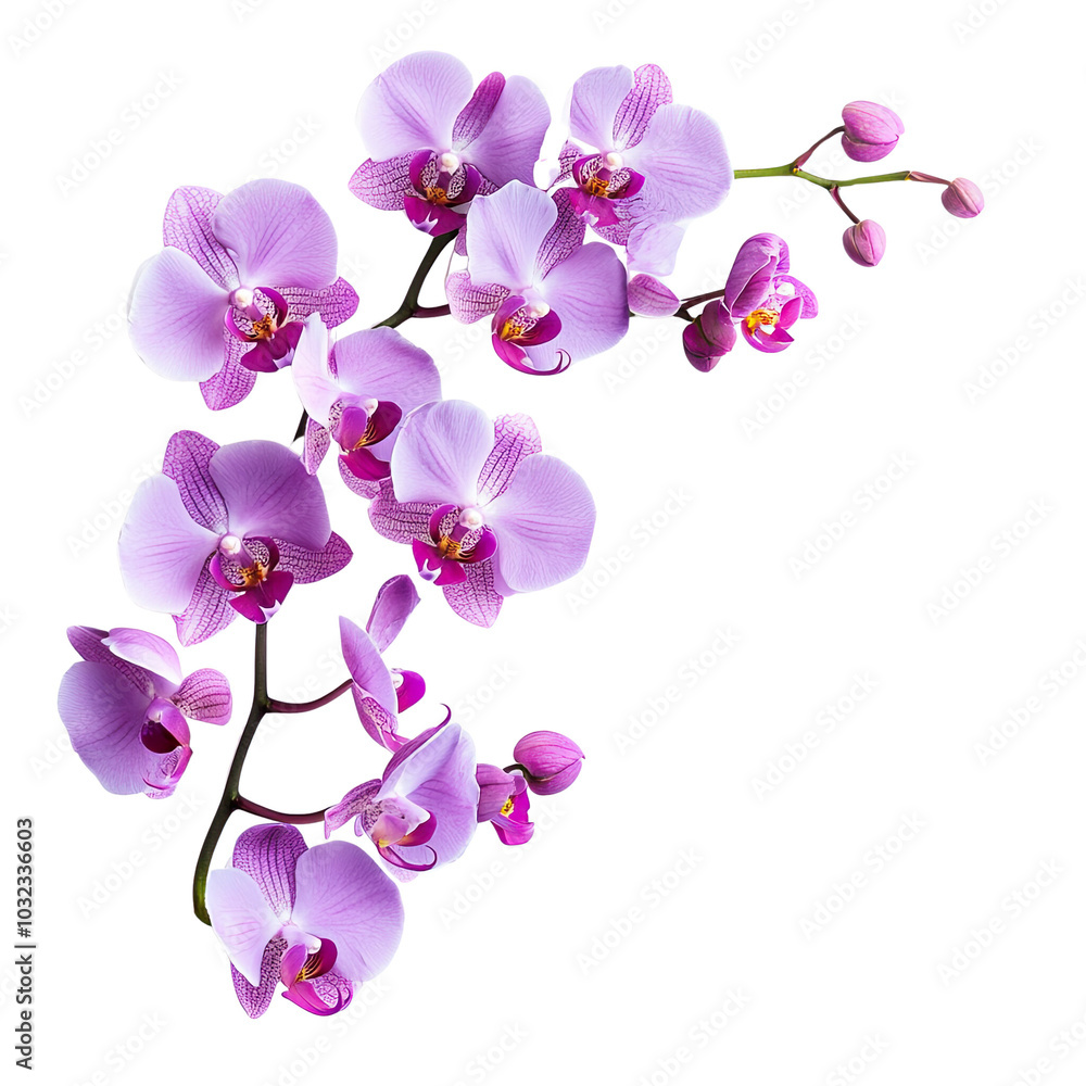 Purple orchids, white isolate background Purple orchids, white isolate background