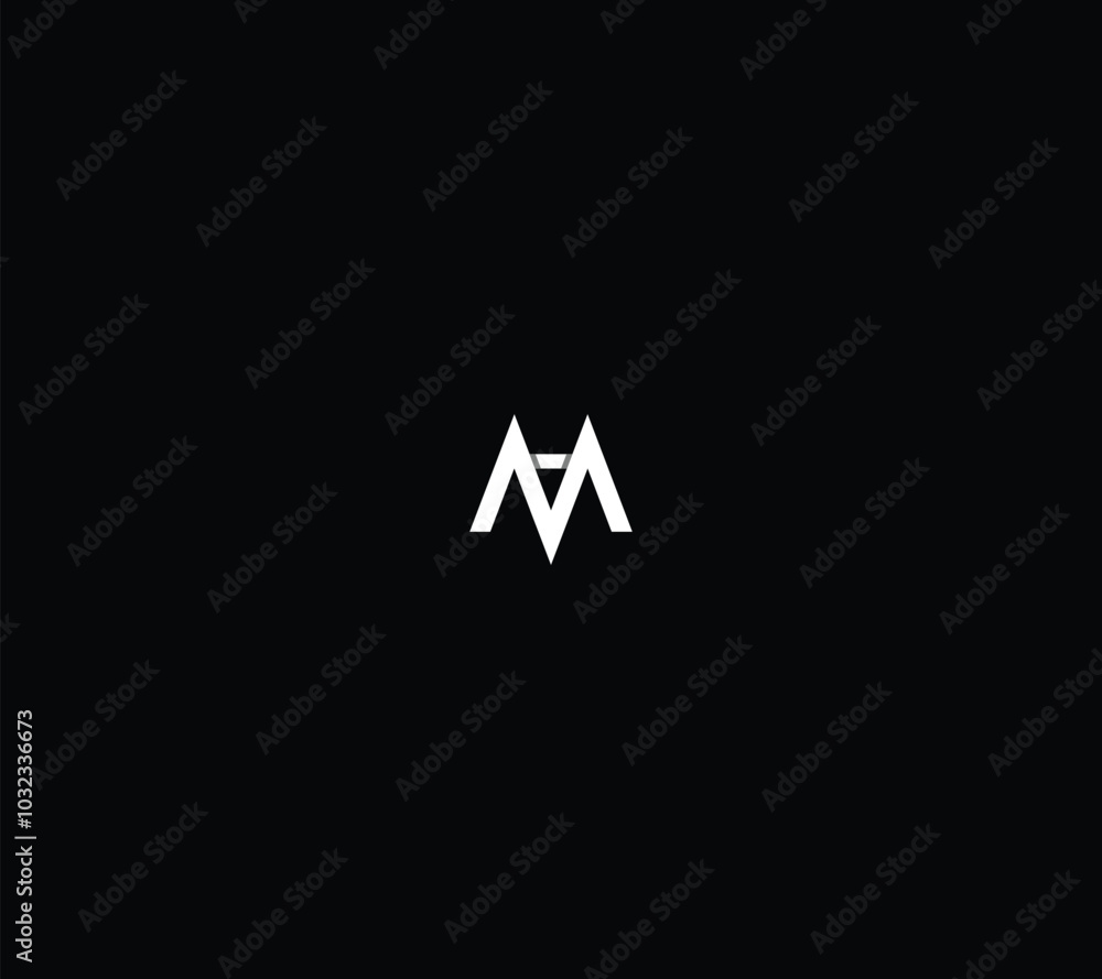 Letter AM or MA Mountain hill logo design with black background. Letter AM or MA Mountain hill logo design with black background.