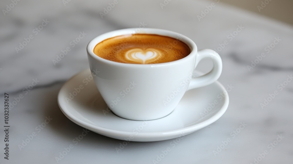 Rich espresso coffee shot with perfect crema in a minimalist white ceramic cup
Rich espresso coffee shot with perfect crema in a minimalist white ceramic cup