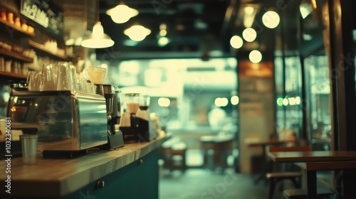 Coffee Shop Interior with Blurred Background