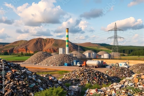 Landfill based waste to energy with landfill gas and power gener