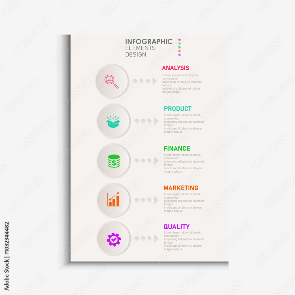 Design template for vector infographic labels with icons and 5 options or steps. Suitable for process diagrams, presentations, workflow layouts, banners, flow charts, and infographics. Design template for vector infographic labels with icons and 5 options or steps. Suitable for process diagrams, presentations, workflow layouts, banners, flow charts, and infographics.