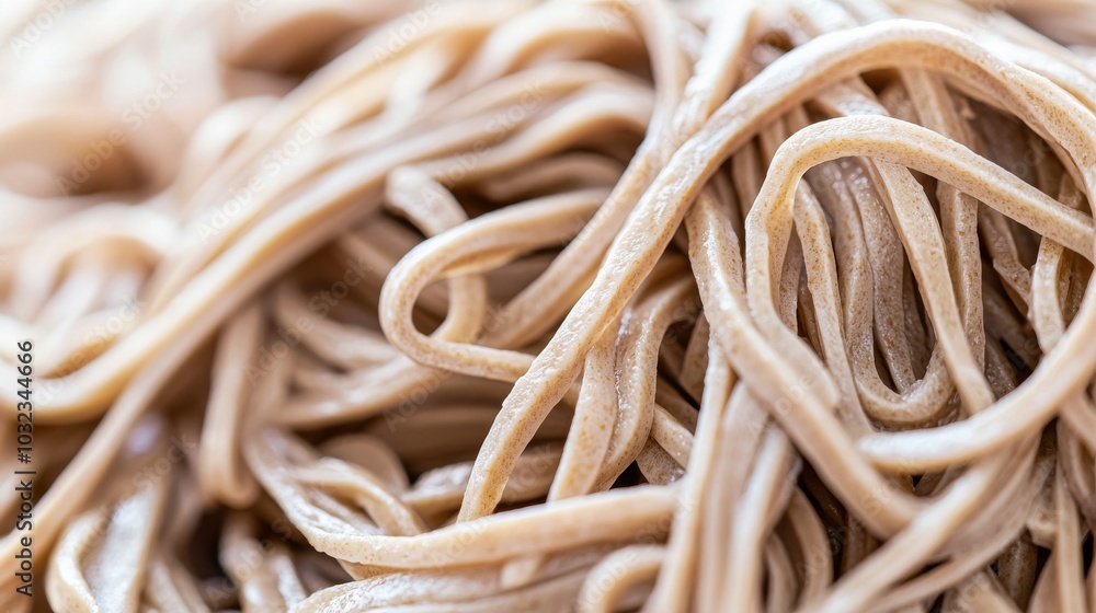 Close-Up of Fresh Soba Noodles in Natural Light