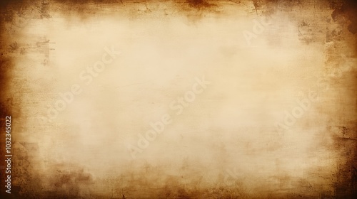 Vintage grunge paper background with sepia tones, featuring aged texture, grain, and stains. Ideal for retro or text-based RPG game design, this textured background offers a weathered, old paper aesth