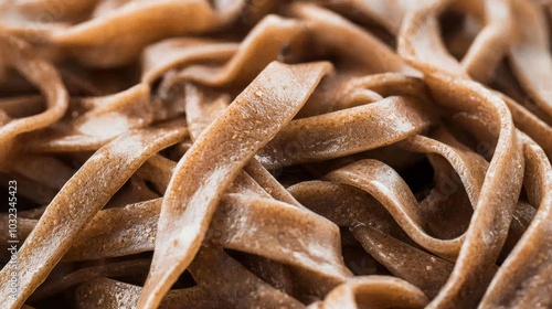 Close-Up of Fresh Whole Wheat Tagliatelle Pasta Ribbons