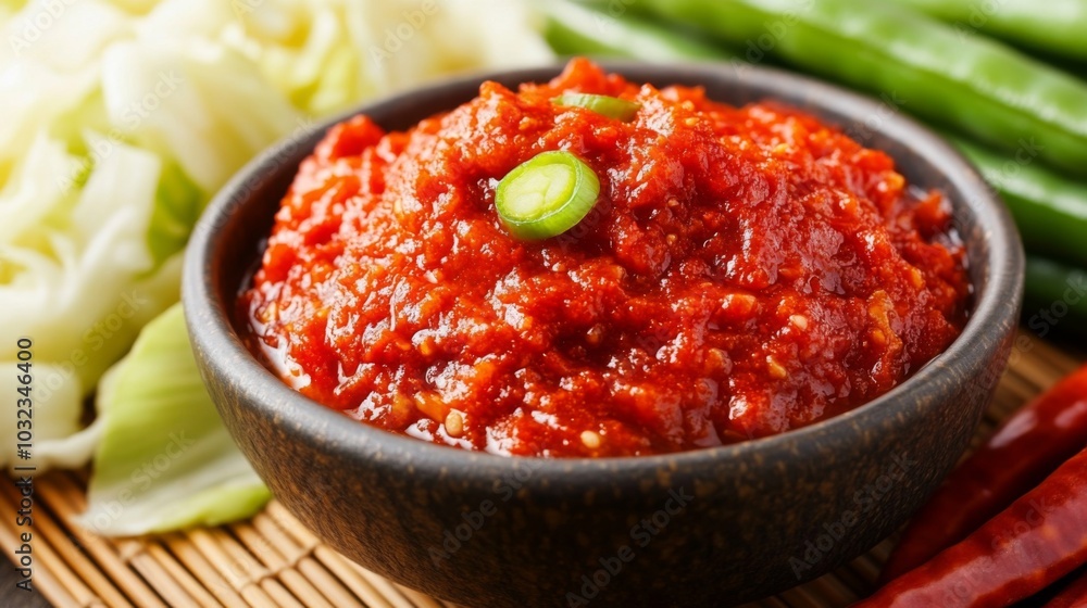 Fresh Chili Paste with Vegetables in a Bowl Fresh Chili Paste with Vegetables in a Bowl