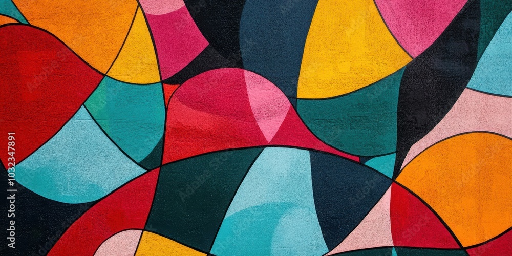 Fototapeta premium Colorful geometric abstract wall art.