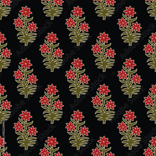 Flower Seamless Repeat Pattern For Block Print 