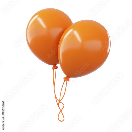 orange balloons 3d render icon isolated on transparent background cutout