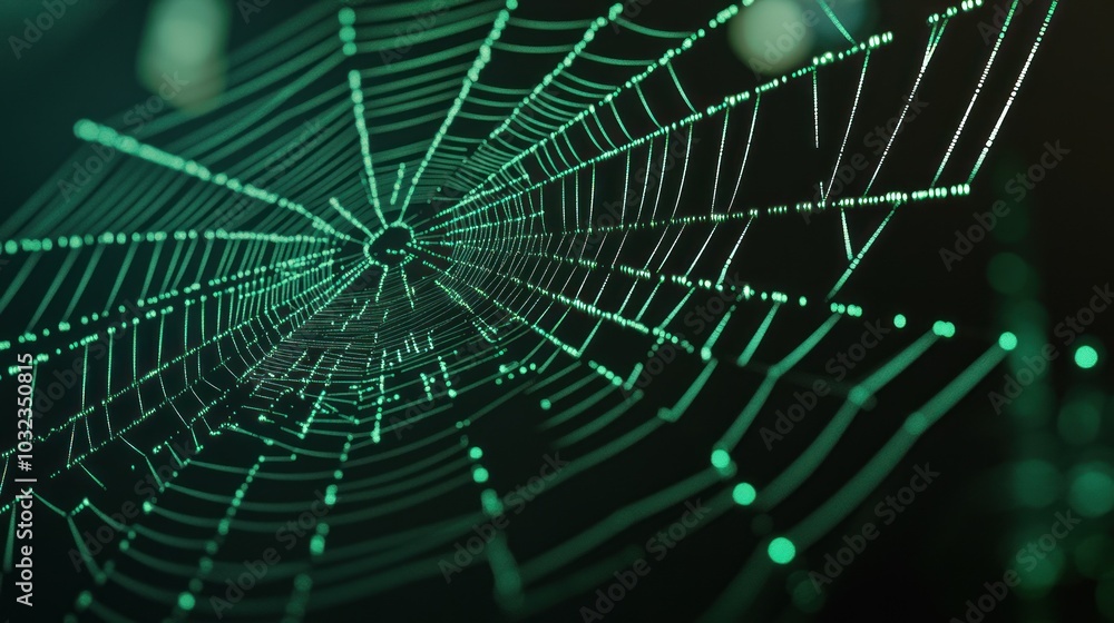 Naklejka premium Green Energy Connection in an Artificial Web Network