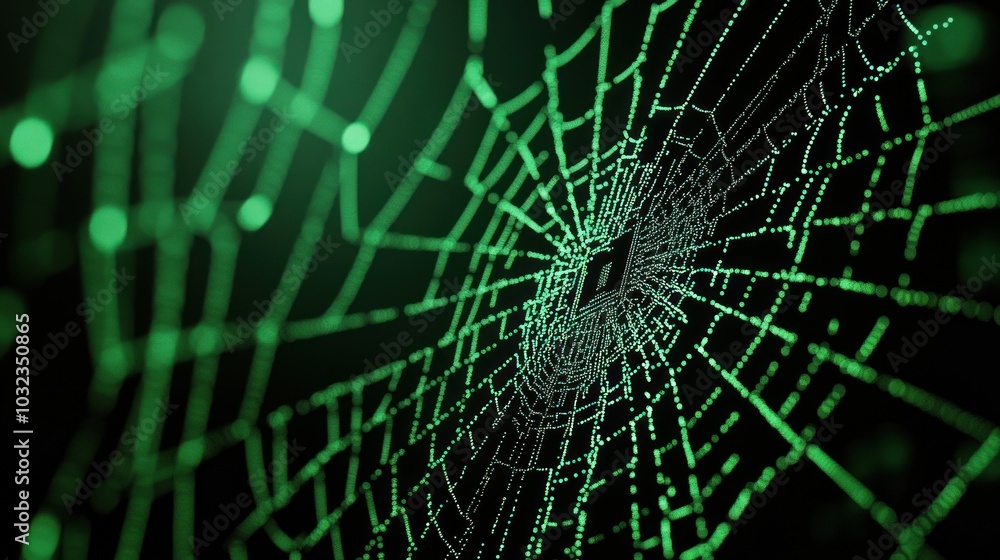 Naklejka premium Highly detailed spider web with geometric symmetry