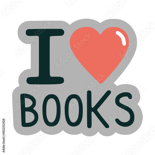 sticker I love books science education vector illustration template design
