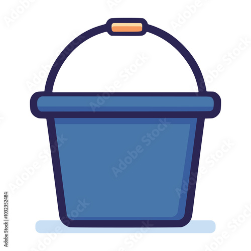 simple empty blue bucket flat color style vector illustration template design