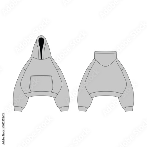 Oversized Heavyweight Hoodie Mockup Vector Template – Perfect for Fashion Designers and Apparel Mockups