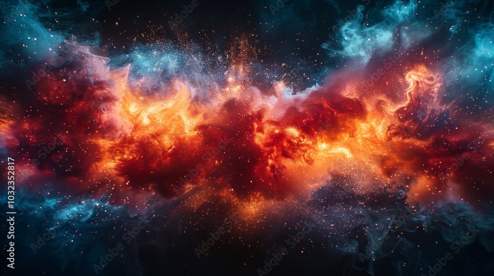 Fototapeta premium Abstract cosmic clouds with fire and smoke.