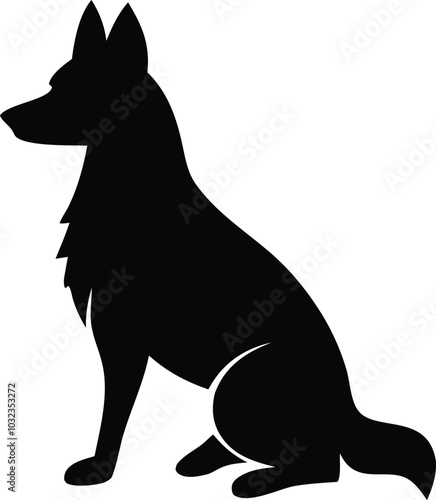 Full Body Vector illustration of a Sitting German Shepherd Dog in White background