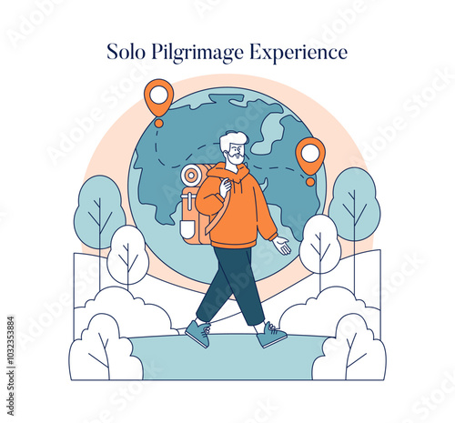 Pilgrimages. Flat Vector Illustration